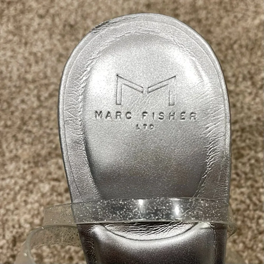 Marc Fisher Women's Silver Calisty‎ Strappy Heeled Sandal, Size 10